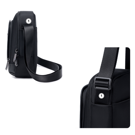 Saszetka męska czarna na ramię torba miejska biznesowa wodoodporna modna stylowa 2,7 L Arctic Hunter K00689Black