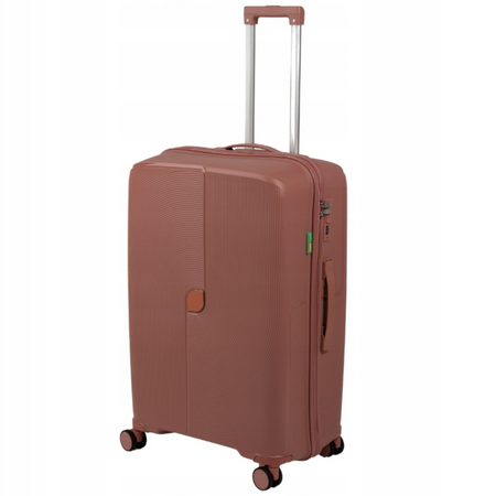 Walizka średnia różowo-złota – modna, na kółkach, podróżna, praktyczna i elegancka Wowbag 7918 M rose gold