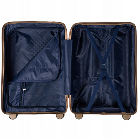 Walizka do samolotu beżowa średnia – modna, trwała, na kółkach, elegancka i praktyczna Wowbag 7918 M champagne