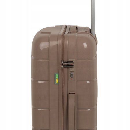 Duża walizka podróżna beżowa na kółkach – elegancka i pojemna walizka do samolotu Wowbag 6910 L champagne