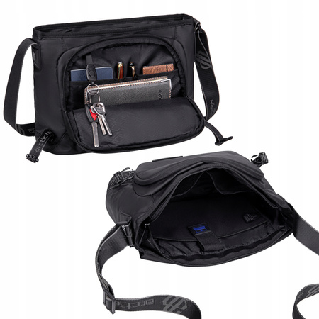Torebka listonoszka czarna duża na ramię miejska wodoodporna uniwersalna na tablet 9,5 l Arctic Hunter K00528Black