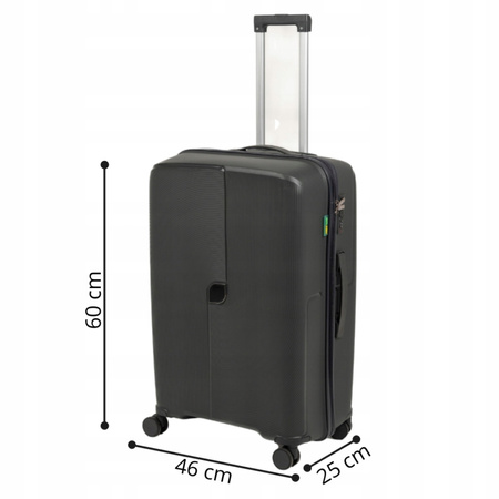 Walizka podróżna średnia ciemnoszara – na kółkach, wytrzymała, stylowa i komfortowa do samolotu Wowbag 7918 M dark grey