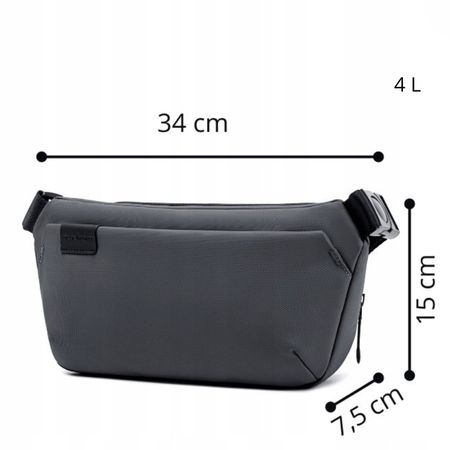 Saszetka nerka szara na ramię damska męska miejska wodoodporna modna nowoczesna torba 4 L Arctic Hunter Y00569Grey