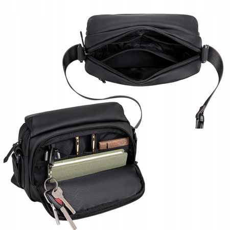 Torebka listonoszka czarna miejska elegancka wodoodporna na ramię stylowa damska męska 3 l Arctic Hunter YB00518Black