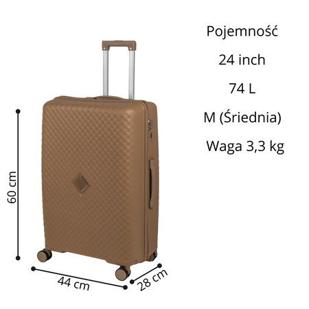 Walizki podróżne beżowe komplet 3 szt. lekki i elegancki zestaw walizek na kółkach Wowbag 7900 champagne