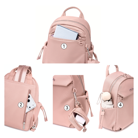 Plecak damski na tablet miejski smart mini pudrowy na lato delikatny z etui