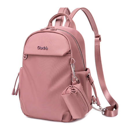 Plecak damski różowy stylowy na Ipad z etui na słuchawki lekki mini kobiecy
