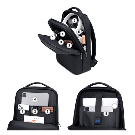 Czarny plecak biznesowy miejski, 10 l, wodoodporny, na laptopa 15,6", stylowy i praktyczny. Arctic Hunter B00681 Black.