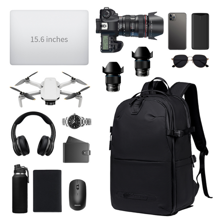 Czarny plecak fotograficzny, 21 l, na sprzęt foto, laptopa i tablet, wodoodporny, podróżny. SUPER FIVE FB721 Black.