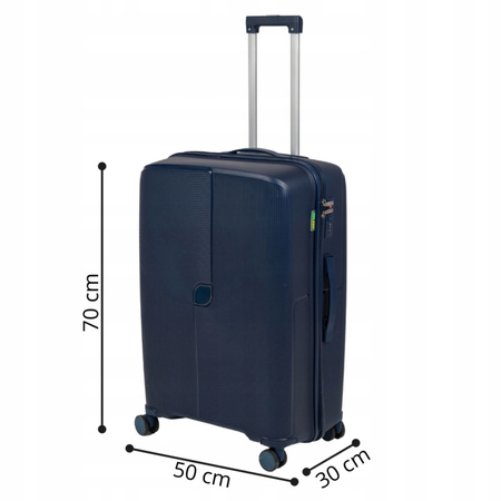 Walizka podróżna ciemnoniebieska duża na kółkach – lekka, wytrzymała i elegancka do samolotu Wowbag 7918L dark blue