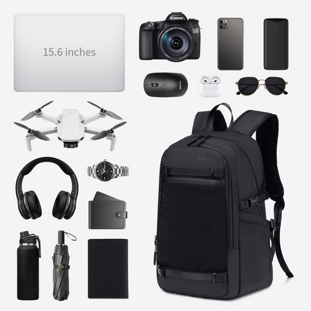 Czarny plecak miejski dla aktywnej młodzieży, 23 l, wodoodporny, na laptopa 15,6", podróżny. SUPER FIVE FB699 Black