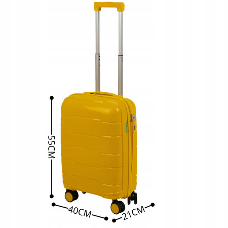 Walizka mała do samolotu żółta – modna, praktyczna, lekka i wytrzymała podróżna na kółkach Wowbag 6910 S yellow