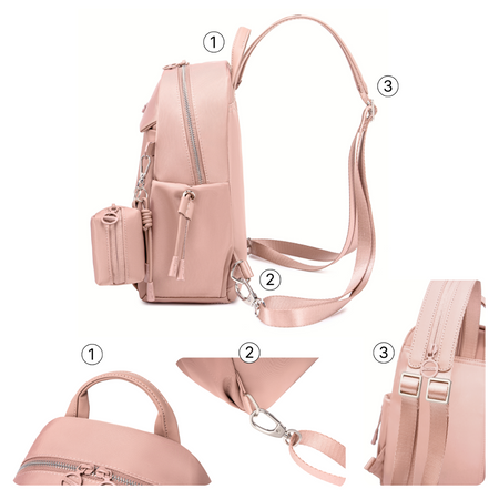 Plecak damski na tablet miejski smart mini pudrowy na lato delikatny z etui