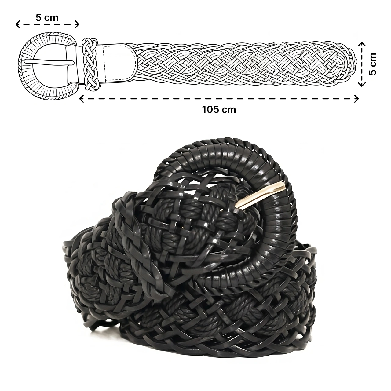 Pasek damski skórzany pleciony czarny do sukienki spodni bezrozmiarowy boho pol_pl_Pasek-damski-skorzany-pleciony-czarny-do-sukienki-spodni-bezrozmiarowy-boho-300_2