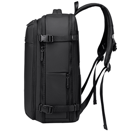 Plecak kompresyjny próżniowy podróżny czarny pojemny 42L wiele kieszeni rozszerzany Arctic Hunter B00866 black