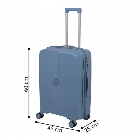 Walizka podróżna średnia jasnoniebieska – lekka, stylowa, funkcjonalna i elegancka na kółkach Wowbag 7918 M light blue