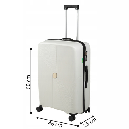 Walizka średnia biała – elegancka, podróżna, funkcjonalna, na kółkach i lekka do samolotu Wowbag 7918 M white