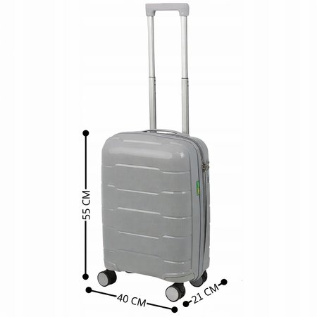 Walizka mała jasnoszara – kabinowa, stylowa, trwała i praktyczna podróżna na kółkach Wowbag 6910 S light grey