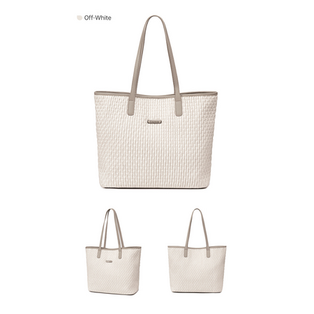 Torba damska shopper biała klasyczna pojemna 15,6 l wodoodporna na uczelnię i spotkania biznesowe. CHANTRIA CB801 White.