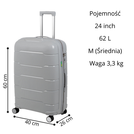 Walizka Wowbag średnia 6910 M light grey
