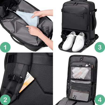 Plecak podróżny kompresyjny próżniowy vacuum Ryanair Wizz Air bagaż podręczny Arctic Hunter B00862 black