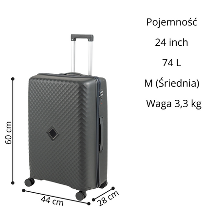 Komplet walizek podróżnych ciemnoszarych 3 szt. trwały i stylowy zestaw na kółkach Wowbag  7900 dark grey