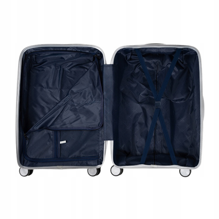 Walizka do samolotu jasnoszara – średnia, nowoczesna, funkcjonalna i wytrzymała, ergonomiczna Wowbag 6910 M light grey