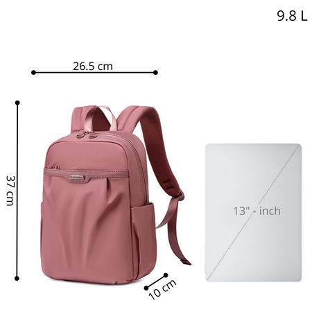 Różowy plecak miejski damski, 9,8 l, wodoodporny, na laptopa 13", na studia i do pracy. CHANTRIA CB769rose.