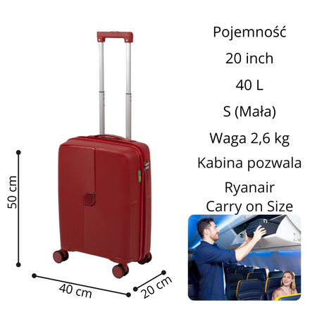 Zestaw walizek podróżnych czerwonych 3 szt. komplet walizek lekkich i eleganckich polipropylenowych Wowbag 7918 Red