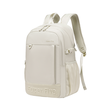 Biały plecak miejski dla nowoczesnych kobiet, na laptopa 15,6", 18 l, podróżny i na co dzień. SUPER FIVE FB696 White.