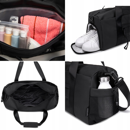 Torba sportowa czarna 25 l miejska, wodoodporna, modna i pojemna na siłownię i podróż. Arctic Hunter LX00537 Black.