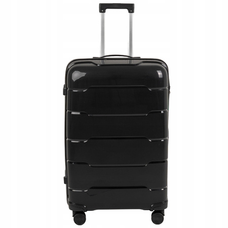 Walizka podróżna duża czarna na kółkach – pojemna, elegancka i wytrzymała do samolotu Wowbag 6910 L black