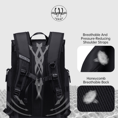 Czarny plecak miejski młodzieżowy, wodoodporny, na laptopa 15,6", 17 l, z wieloma kieszeniami. SUPER FIVE FB723 Black.