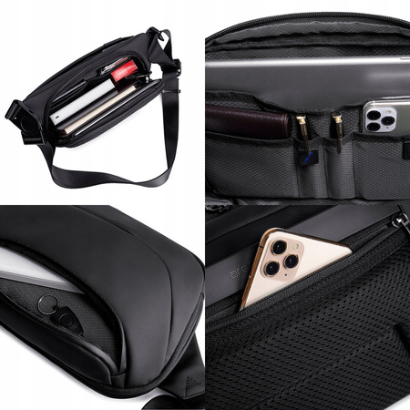 Saszetka nerka męska damska czarna na ramię wodoodporna miejska stylowa funkcjonalna torba 4 L Arctic Hunter Y00561Black