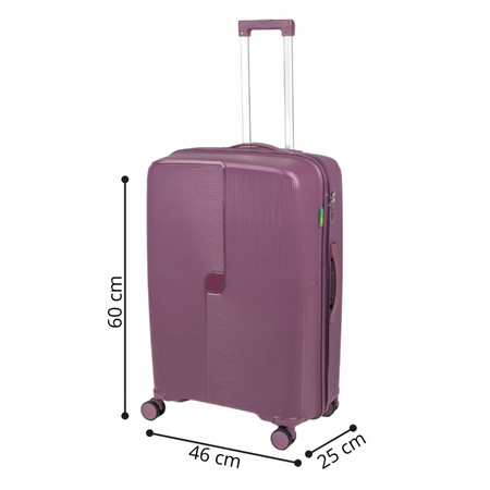 Walizka średnia fioletowa – podróżna, wytrzymała, stylowa, na kółkach, idealna do samolotu Wowbag 7918 M purple