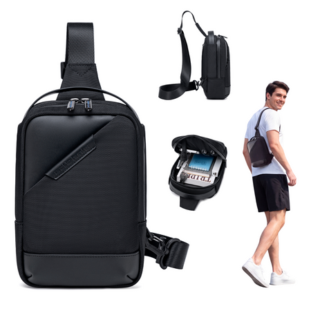 Saszetka męska czarna na ramię torba miejska biznesowa wodoodporna stylowa praktyczna 2,7 L Arctic Hunter XB00693Black