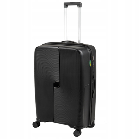 Walizka podróżna czarna duża na kółkach – elegancka, pojemna i trwała walizka do samolotu Wowbag 7918 L black