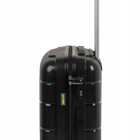 Walizka średnia czarna – podróżna, na kółkach, lekka i wytrzymała, do samolotu, elegancka i pojemna Wowbag 6910 M black