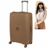 Walizka duża beżowa elegancka walizka podróżna na kółkach do samolotu lekka i wytrzymała Wowbag 7900 L champagne