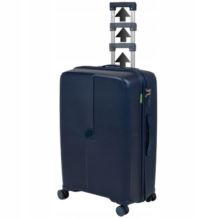 Walizka średnia ciemnoniebieska – podróżna, na kółkach, elegancka, funkcjonalna i pojemna Wowbag 7918 M dark blue