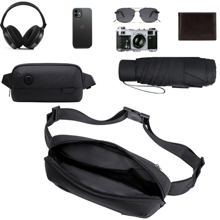 Saszetka nerka czarna męska damska na ramię miejska wodoodporna stylowa pojemna torba 7,5 L Arctic Hunter Y00557Black