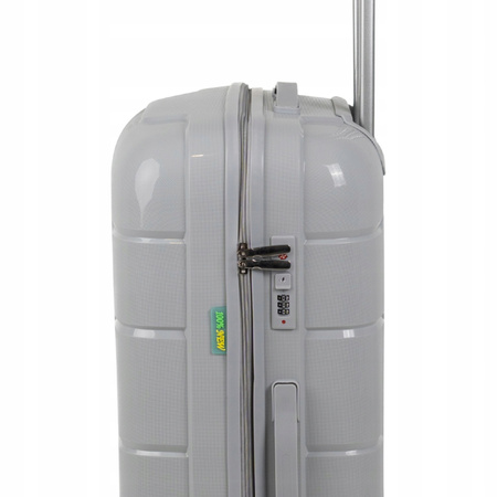 Walizka duża jasnoszara na kółkach podróżna do samolotu, lekka, elegancka i pojemna 93 L Wowbag 6910 L light grey