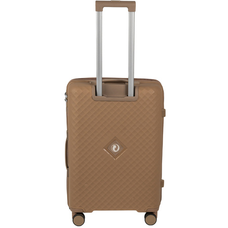Walizka do samolotu średnia beżowa funkcjonalna walizka podróżna 74L lekka i solidna Wowbag 7900 M champagne