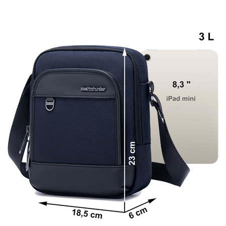 Saszetka męska granatowa wodoodporna torba na ramię miejska biznesowa elegancka funkcjonalna 2,7 L Arctic Hunter K00689Blue