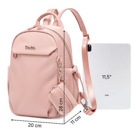 Plecak damski na tablet miejski smart mini pudrowy na lato delikatny z etui