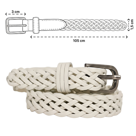 Pasek damski biały do koszuli spodni i sukienki cienki skórzany elegancki