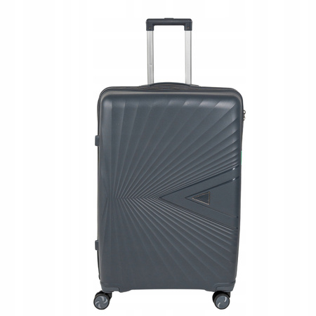 Duża walizka podróżna ciemnoszara na kółkach – lekka i wytrzymała walizka do samolotu 100 L Wowbag 7905 L dark grey
