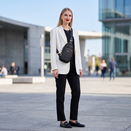 Torebka damska nerka na ramię czarna mała nylonowa na dokumenty telefon