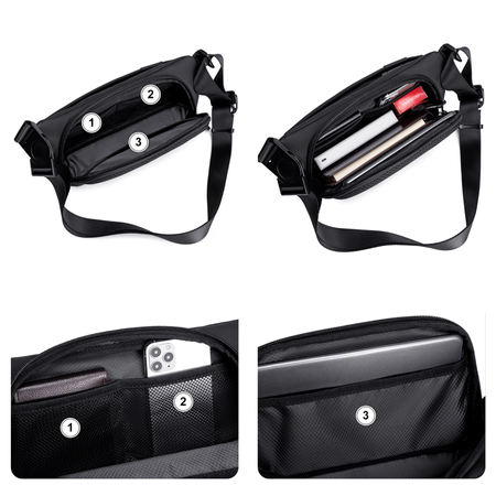 Saszetka nerka czarna męska damska na ramię miejska wodoodporna elegancka stylowa 4 L Arctic Hunter Y00569Black