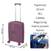 Walizka kabinowa fioletowa – mała, nowoczesna, na kółkach, podróżna i modna do samolotu Wowbag 7918 S purple